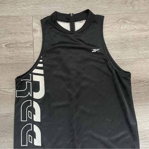 Reebok Workout Ready Meet You There Tank Sports Dress Basketball Black White - Picture 5 of 8